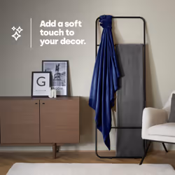 LIVIVO Soft Flannel Fleece Blanket - Warm Microfiber Throw - SINGLE, MIDNIGHT BLUE - Additional view 4