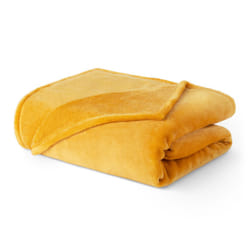 LIVIVO Soft Flannel Fleece Blanket - Warm Microfiber Throw - SINGLE, OCHRE