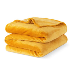 LIVIVO Soft Flannel Fleece Blanket - Warm Microfiber Throw - DOUBLE, OCHRE