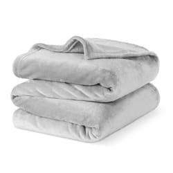 LIVIVO Soft Flannel Fleece Blanket - Warm Microfiber Throw - DOUBLE, MISTY GREY