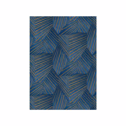 Erismann Elle Decor Blue Gold Striped Geometric Metallic Wallpaper