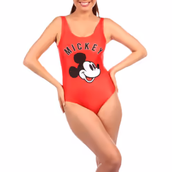 Disney Womens' Mickey Mouse Swimsuit Red X-Large