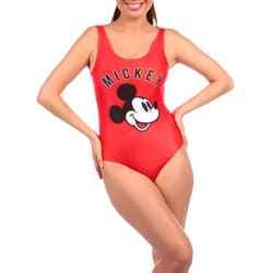 Disney Womens' Mickey Mouse Swimsuit Red X-Large