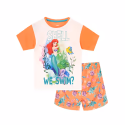 Disney Girls Little Mermaid Pajamas Orange Size 10