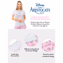 Disney Womens Pajamas Aristocats Grey X-Large