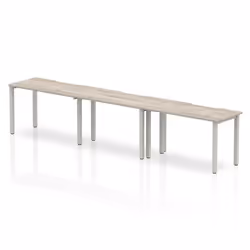 Dynamic Evolve Plus Single Row, Office, Straight, Rectangular shape, Grey, Melamine Faced Chipboard (MFC), Silver
