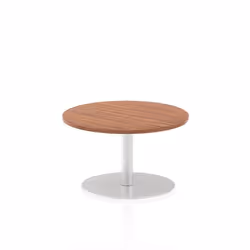 Dynamic Italia Round Poseur Table, Home office, Office, Straight, Round shape, Walnut, Melamine Faced Chipboard (MFC), Silver