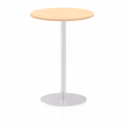 Dynamic Italia Round Poseur Table, Home office, Office, Straight, Round shape, Oak, Melamine Faced Chipboard (MFC), Silver