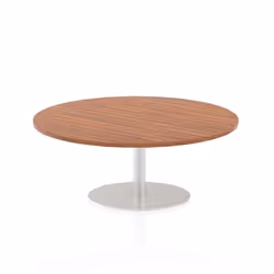 Dynamic Italia Round Poseur Table, Home office, Office, Straight, Round shape, Walnut, Melamine Faced Chipboard (MFC), Silver