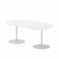 Dynamic Italia Boardroom Table, Home office, Office, Straight, Oval shape, White, Melamine Faced Chipboard (MFC), Silver