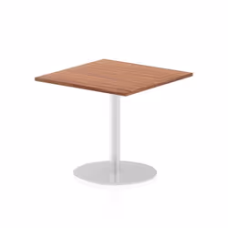 Dynamic Italia Square Poseur Table, Home office, Office, Straight, Square shape, Walnut, Melamine Faced Chipboard (MFC), Silv ...