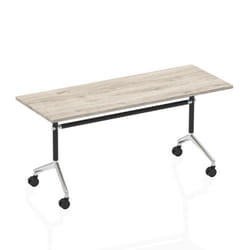 Dynamic Impulse 1600mm Flip Top Rectangular Table Grey Oak Finish Silv