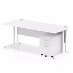 Dynamic Impulse Cantilever Straigt Ofice Desk W1800 x D800 x H730mm Wh
