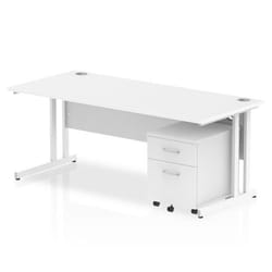 Dynamic Impulse Cantilever Straigt Ofice Desk W1800 x D800 x H730mm Wh