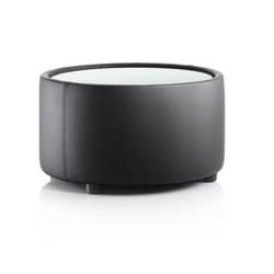 Dynamic Neo Round Table Black Leather Finish With Glass Top - BR000314