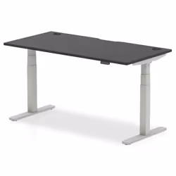 Dynamic Air Black Series, Straight, Rectangular shape, Melamine Faced Chipboard (MFC), Home office, Office, Silver, T-legs