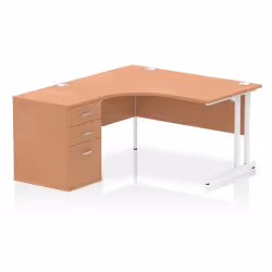 Dynamic Impulse Cantilever Left Crescent Office Desk W1400 x D1200 x H