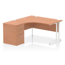 Dynamic Impulse Cantilever Left Crescent Office Desk W1400 x D1200 x H