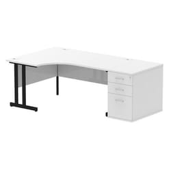 Dynamic Impulse W1600 x D1200 x H730mm Left Hand Crescent Desk Cantile