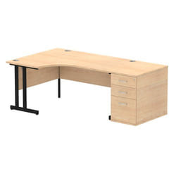 Dynamic Impulse W1600 x D1200 x H730mm Left Hand Crescent Desk Cantile