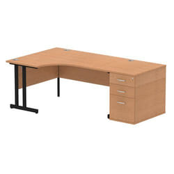 Dynamic Impulse W1600 x D1200 x H730mm Left Hand Crescent Desk Cantile