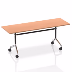 Dynamic Impulse 1800mm Flip Top Rectangular Table Beech Finish Silver