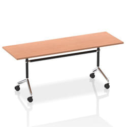 Dynamic Impulse 1800mm Flip Top Rectangular Table Beech Finish Silver