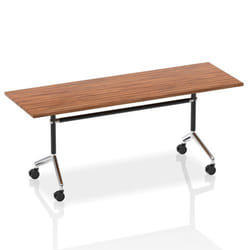 Dynamic Impulse 1800mm Flip Top Rectangular Table Walnut Finish Silver