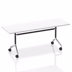 Dynamic Impulse 1800mm Flip Top Rectangular Table White Finish Silver