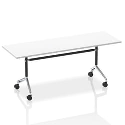 Dynamic Impulse 1800mm Flip Top Rectangular Table White Finish Silver