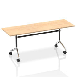 Dynamic Impulse 1800mm Flip Top Rectangular Table Maple Finish Silver