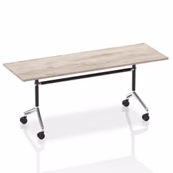Dynamic Impulse 1800mm Flip Top Rectangular Table Grey Oak Finish Silv