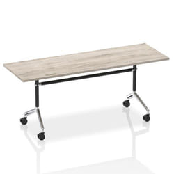 Dynamic Impulse 1800mm Flip Top Rectangular Table Grey Oak Finish Silv