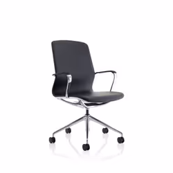 Dynamic Lucia Medium Back Black Vegan Leather Upholstery Executive Off