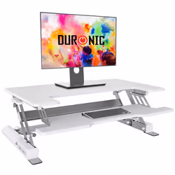 Duronic DM05D1 /WE Sit-Stand Workstation, 92x56cm Desk Platform, Height Adjustable Desktop 16.5-41.5cm, Ergonomic Desktop Tab ...