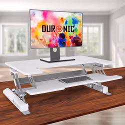Duronic DM05D1 /WE Sit-Stand Workstation, 92x56cm Desk Platform, Height Adjustable Desktop 16.5-41.5cm, Ergonomic Desktop Table Converter (white)