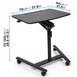 Duronic WPS37 Projector Stand/Sit-Stand Desk, Multi-Use Video Projector Floor Table on Wheels, Ergonomic Desk, Adjustable Height/Reach, 10kg Capacity