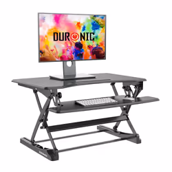 Duronic DM05D23 Sit-Stand Workstation, 90x57cm Desk Platform, Height Adjustable Desktop 15-49cm, Ergonomic Desktop Table Conv ...