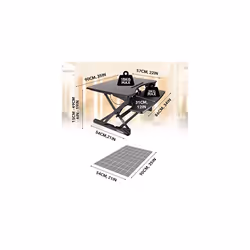 Duronic DM05D23 Sit-Stand Workstation, 90x57cm Desk Platform, Height Adjustable Desktop 15-49cm, Ergonomic Desktop Table Converter (black)