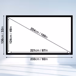 Duronic FFPS100/169 100" Freestanding Projector Screen, 100 Inch Wall Mountable HD Screen, 16:9 Ratio, White +1 Gain Factor (221x124cm/87x49in)