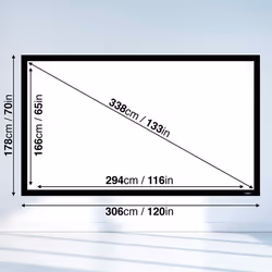 Duronic FFPS133/169 133" Freestanding Projector Screen, 133 Inch Wall Mountable HD Screen, 16:9 Ratio, White +1 Gain Factor (294x166cm/116x65in)