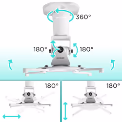 Duronic PB07XB Projector Mount, Ceiling/Wall Bracket, 10kg Capacity, Universal, Heavy Duty, Fittings Included, Rotate 360
