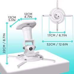 Duronic PB08XL Projector Mount, XL Ceiling/Wall Bracket, 10kg Capacity, Universal, Heavy Duty, Fittings Included, Rotate 360