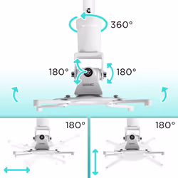 Duronic PB08XL Projector Mount, XL Ceiling/Wall Bracket, 10kg Capacity, Universal, Heavy Duty, Fittings Included, Rotate 360