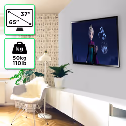 Duronic TVB121M TV Bracket, Wall Mount for 37-65" Television Screen, Low 3cm Profile, VESA up to 600x400mm, For Flat Screen (50kg)