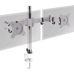 Duronic DM252 /WE Dual Monitor Stand for Two 13-27â PC Screens Up to 8KG, VESA, Ergonomic Arm with Adjustable Height/Tilt/Swivel/Rotation (White)