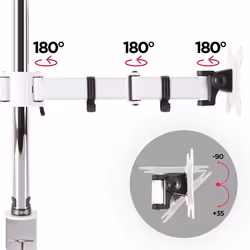 Duronic DM252 /WE Dual Monitor Stand for Two 13-27â PC Screens Up to 8KG, VESA, Ergonomic Arm with Adjustable Height/Tilt/Swivel/Rotation (White)