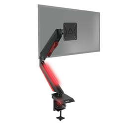 Duronic DMGM5X1 Single Monitor Stand for One 15-32â PC Screen, VESA, LED Gamer Full Motion Gas Arm, Adjustable Height/Tilt/Swivel/Rotation (Black)