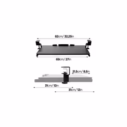 Duronic Keyboard Platform DKTPX2 | Under Desk Drawer for Keyboard and Mouse | Clamp On Keyboard Tray | Ergonomic Workstation Solution | Sliding P