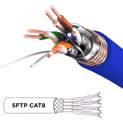 Duronic BLUE 2M CAT8 Cable, S/FTP Shielded Ethernet Wire, Super-Fast Network Patch Lead, Bandwidth to 2GHz/2000MHz, Data 40 Gigabit, Gold RJ45